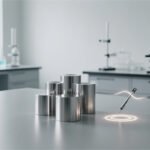 Laboratory setup with metallic cylindrical samples and testing tools to verify if galvanised steel is magnetic